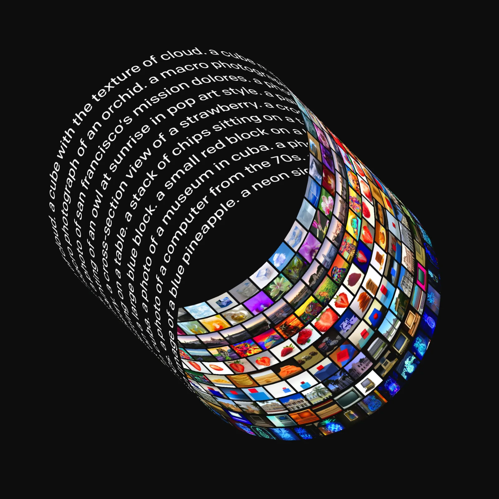 A grid of varied images generated by DALL-E from text prompts.